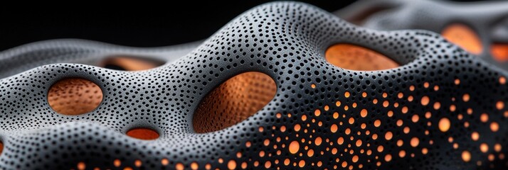 Abstract 3D Render Perforated Organic Form with Glowing Interior
