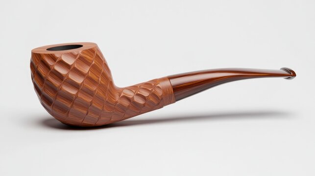 Elegant wooden pipe showcases intricate carvings and smooth fini