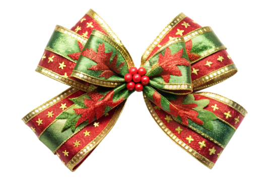A colorful bow with polka dots and ribbons decorations.