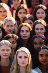 Obraz premium A group of women standing side by side, a symbol of unity and solidarity
