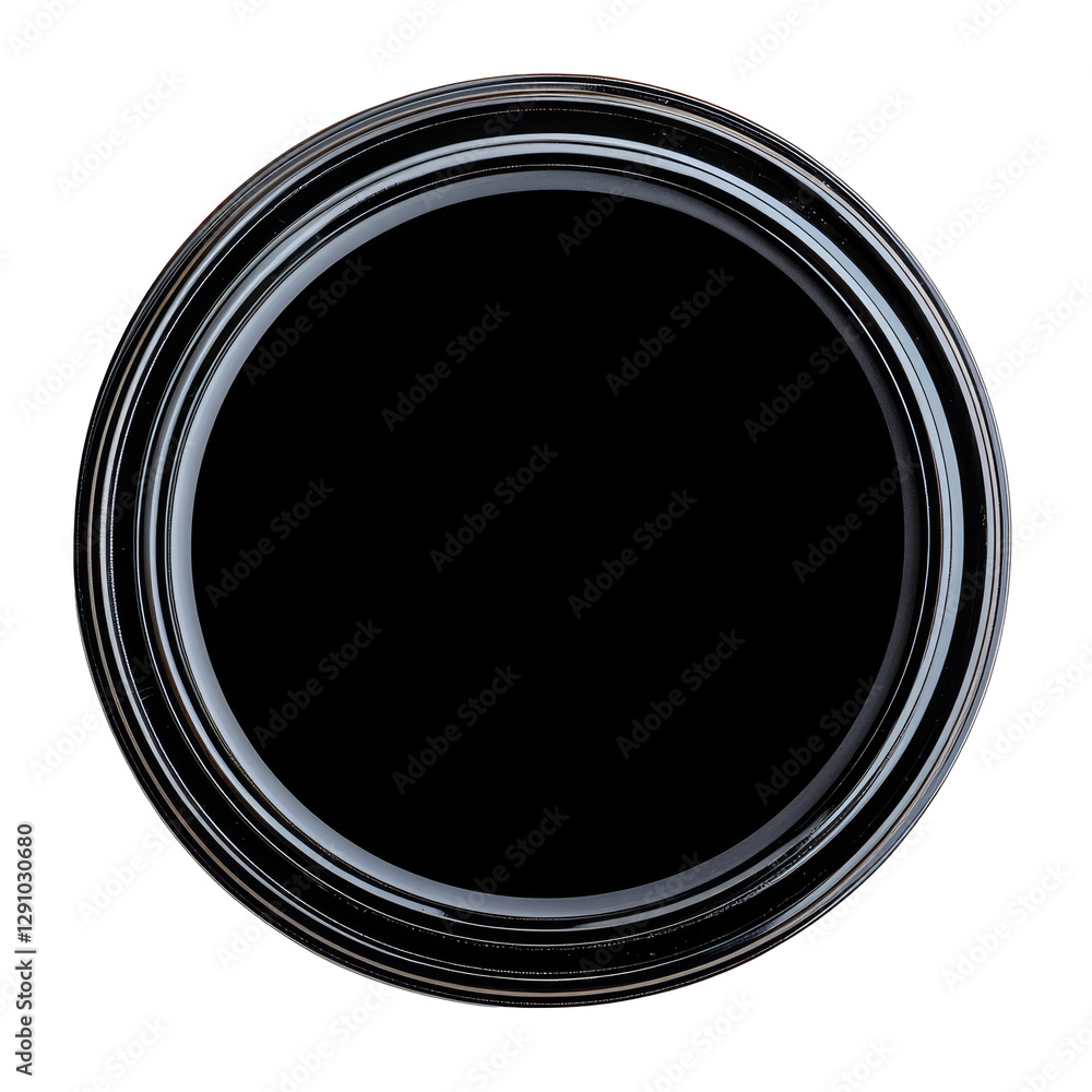 Poster closeup of a photography lens shutter in a circular frame resting on a transparent background, photo