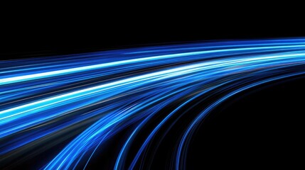 Dynamic Blue Light Trails on a Black Background