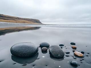 Calm Beach Stones Reflecting