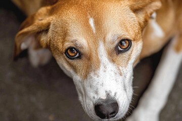 A dog's face with attention on the camera, suitable for various uses such as pet-related advertising or animal-themed illustrations