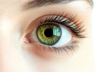 Fototapeta premium Close-up shot of a human green eye with detailed iris and pupil
