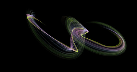Abstract Light Trails Forming Dynamic Patterns on Black Background