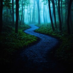 Obraz premium A winding path through a misty forest