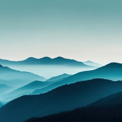 Obraz premium blue mountain range in misty landscape stock image