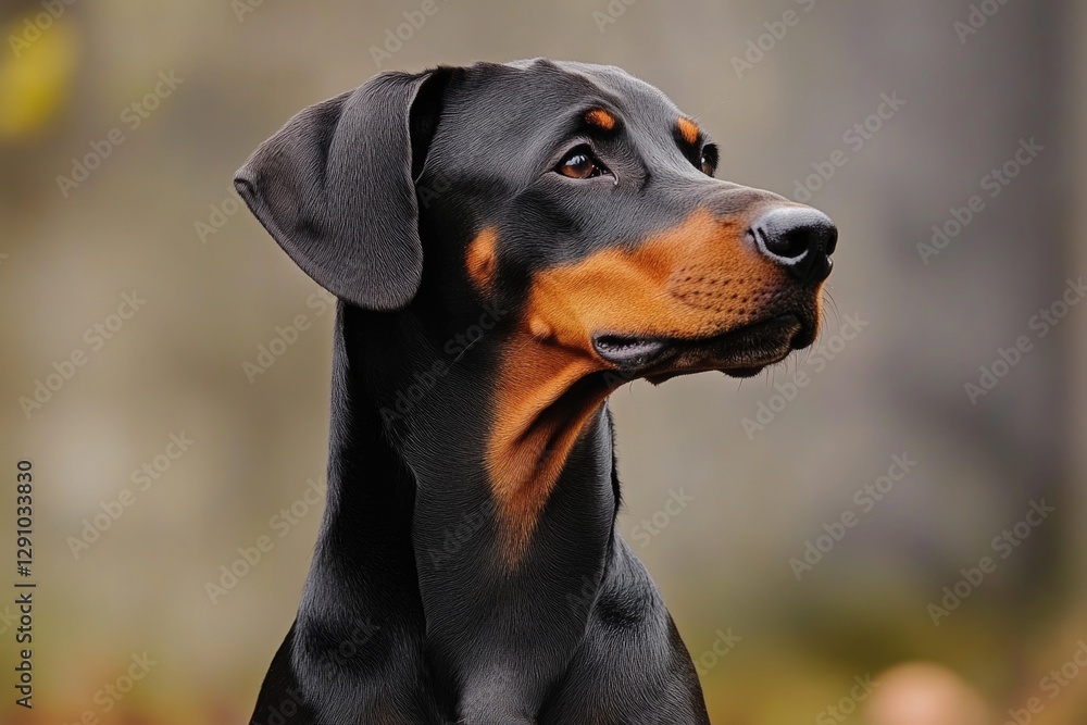 Poster a detailed image of a dog's face with a blurred background