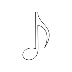 Musical note icon. A simple drawing of a musical note in a minimalist and abstract style. Vector illustration.