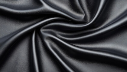 Fototapeta premium Luxurious black leather fabric with smooth texture and elegant drape