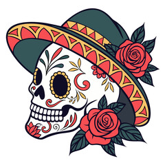 Mexican Dia De Los Muertos Sugar Skull Vector