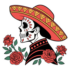 Mexican Dia De Los Muertos Sugar Skull Vector