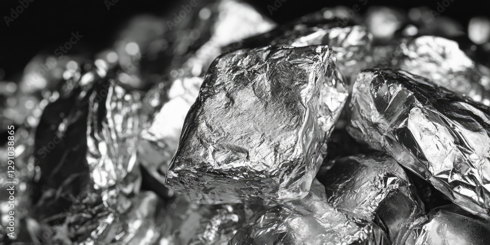 Aufkleber a pile of silver foil wrapping paper sits on a table, ready for use