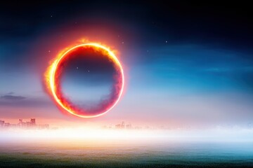 Celestial phenomenon reveals ring of fire during solar eclipse at dusk