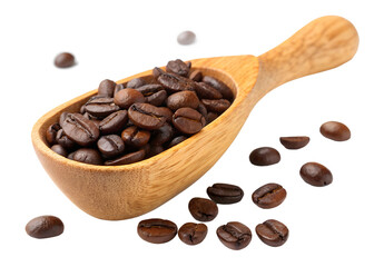 Fototapeta premium coffee, Fresh Roasted Coffee Beans in Wooden Scoop, beans, fresh, roasted, wooden, scoop, dark, aromatic, natural, organic, rich, tasty, bold, crunchy, delicious, wholesome, pure, elegant, flavorful