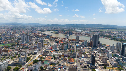 Fototapeta premium Bird's-eye view of the famous Port of Itajaí on the southern coast of Brazil.