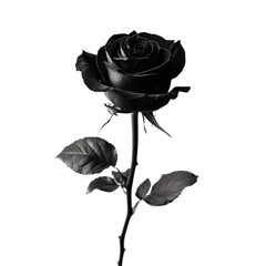 A stunning black rose stands out against a clean transparent background in captivating contrast, black rose transparent background