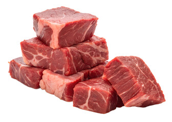 Obraz premium Beef Cubes, Fresh Beef Cubes, beef, cubes, fresh, white, meat, raw, natural, organic, juicy, tasty, nutritious, bright, rich, savory, crisp, delicious, wholesome, pure, elegant, flavorful, sunny