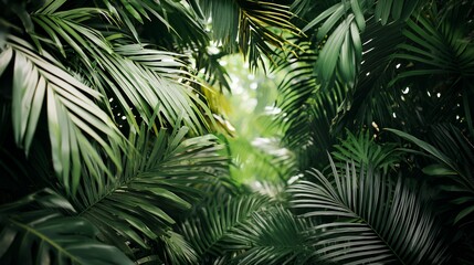 Lush Green Tropical Leaves Background