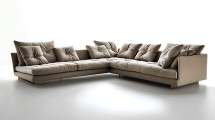 A tan couch with pillows on it. generated using AI