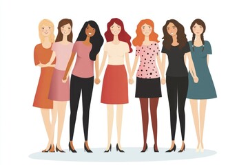 Obraz premium A group of women standing next to each other in a social setting