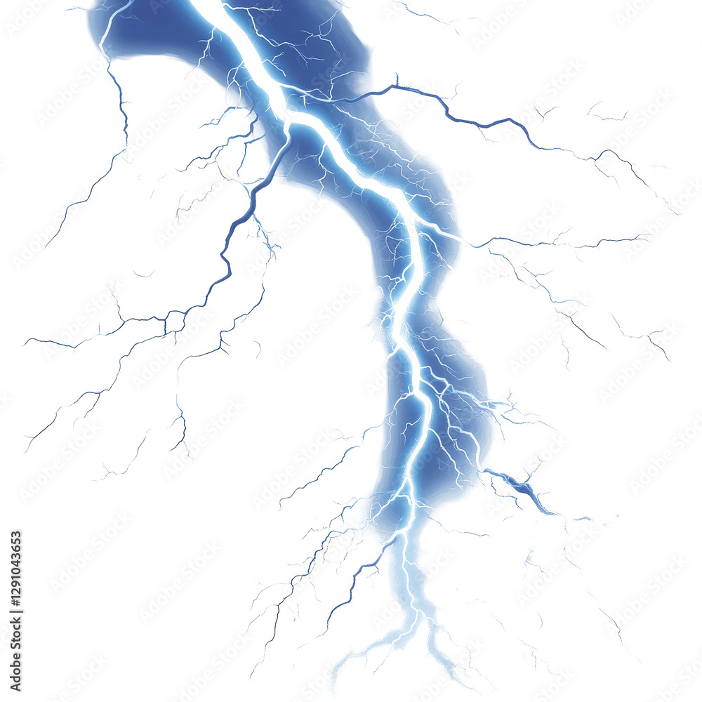 Poster dynamic display of thunder and lightning on a transparent background showcasing natures power, thund