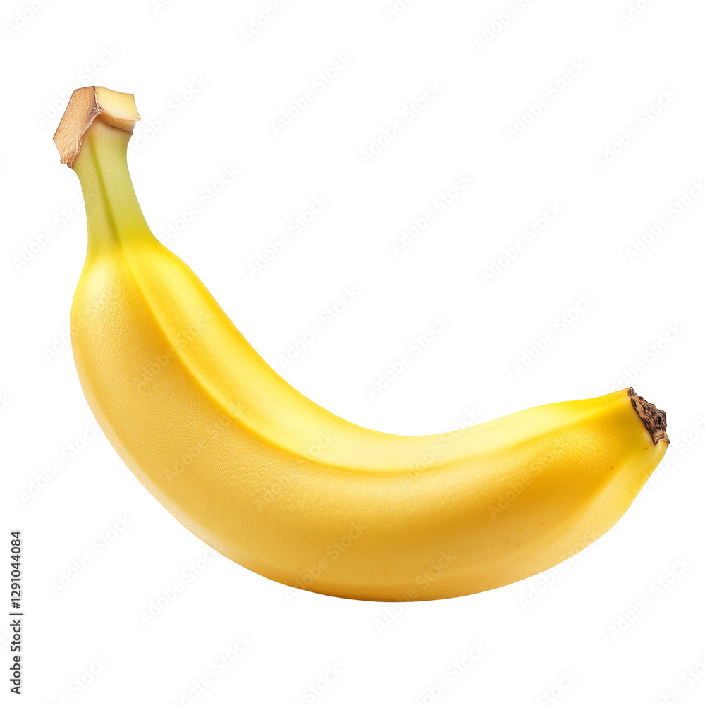 Poster fresh yellow banana isolated on a clean transparent background showcasing its smooth texture and sha
