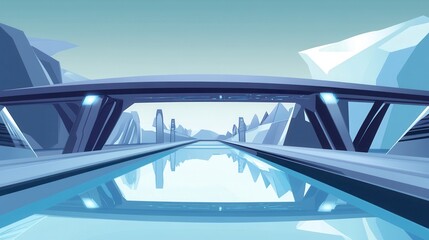 Futuristic City Bridge Over Reflective Waterway - Stunning Architectural Design