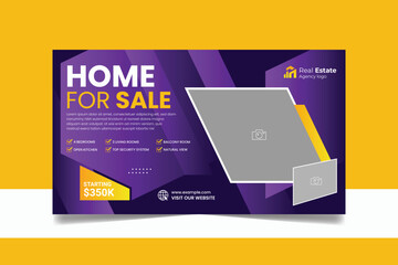 Real estate house property sale promotional web banner social media template design