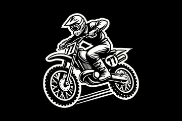 Fototapeta premium motocross riders dark art black and white illustration design
