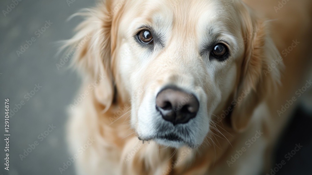 Poster a canine's curious gaze caught on camera in a close-up shot