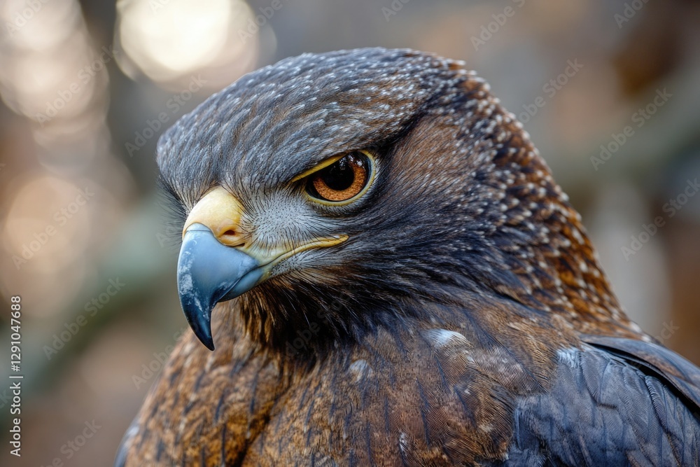 Poster close-up shot of a bird's face and beak, suitable for use in wildlife or nature-related contexts