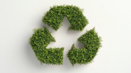 Green Foliage Recycle Symbol on White Background