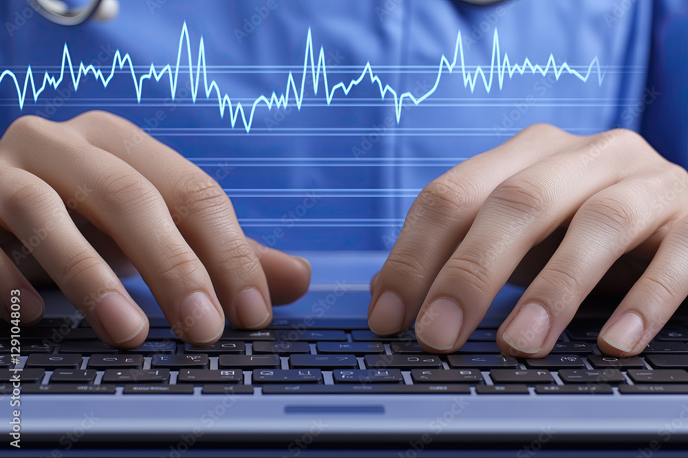 Poster streamlining processes and work with virtual processes in a hospital, digital patient files and cost