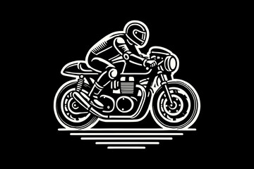 classic vintage motorcycles rider dark art black and white illustration design