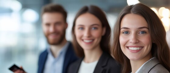 Obraz premium Group of smiling business people in office