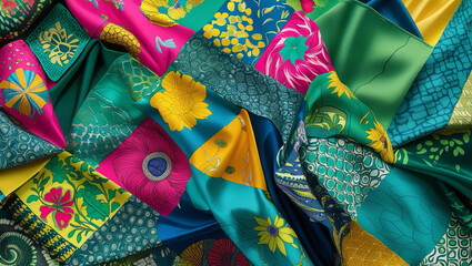 Obraz premium background of printed fabric with a variety of colour patterns