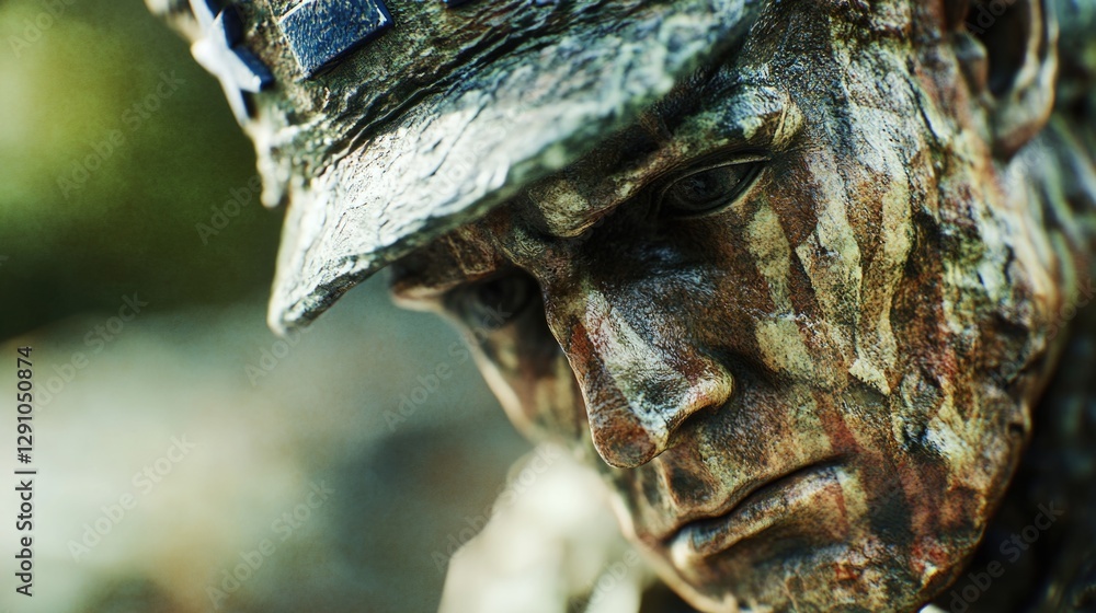 Poster Close-up of a statue depicting a man wearing a hat, suitable for use in art or history-related contexts