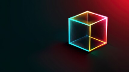 Fototapeta premium Abstract Neon Cube Design: A Glowing Geometric Structure
