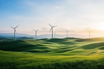 Wind Turbines in a green landscape