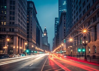 Obraz premium A long exposure photo of city traffic at night