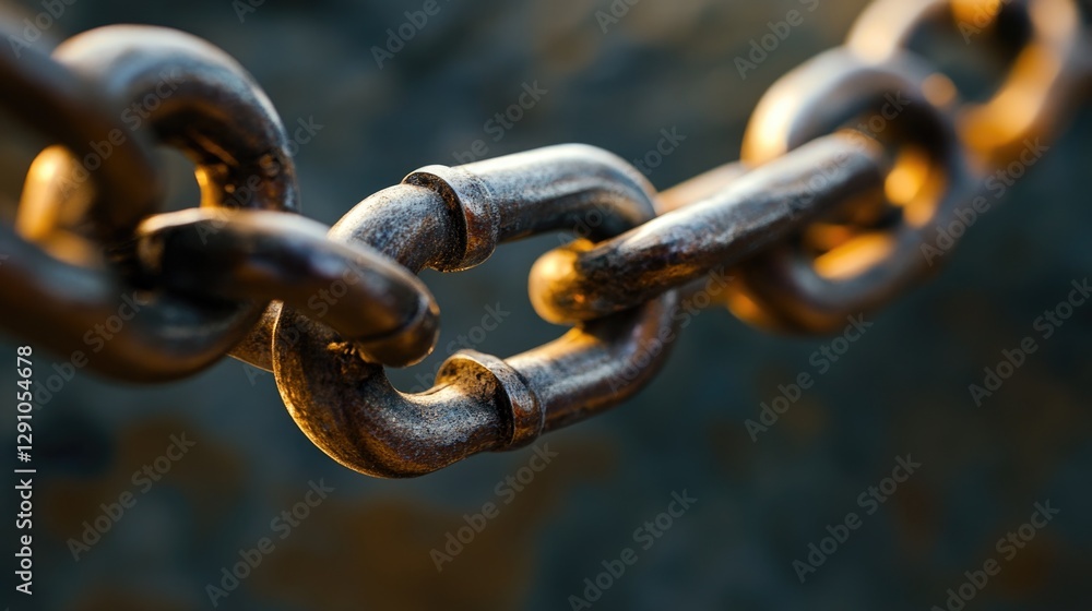 Poster a close-up shot of a chain with a light shining on it, suitable for use in jewelry or mystery settin