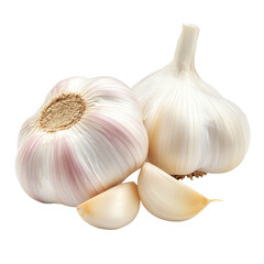 Fresh garlic cloves isolated on a transparent background showcasing their natural textures and colors, Garlic cloves isolated
