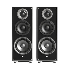 Fototapeta premium Highquality audio loudspeakers rendered from the front view, isolated on a transparent background, audio loudspeakers, front view, 3d render, isolated on transparent background