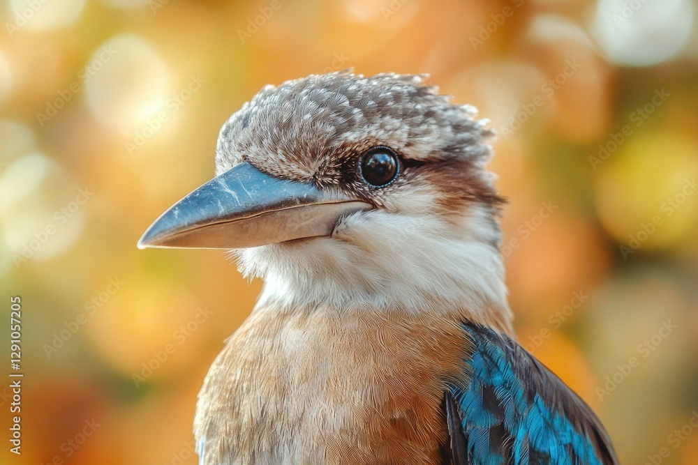 Poster a close-up view of a bird's face with a blurred background