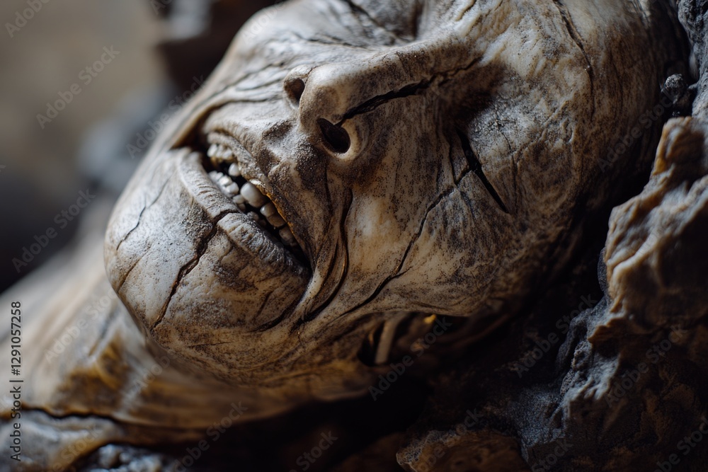 Aufkleber a close-up view of a statue featuring a person's face, ideal for use in editorial or commercial cont