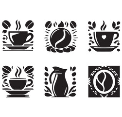 coffee bean and cup Silhouette Vector on a White Background