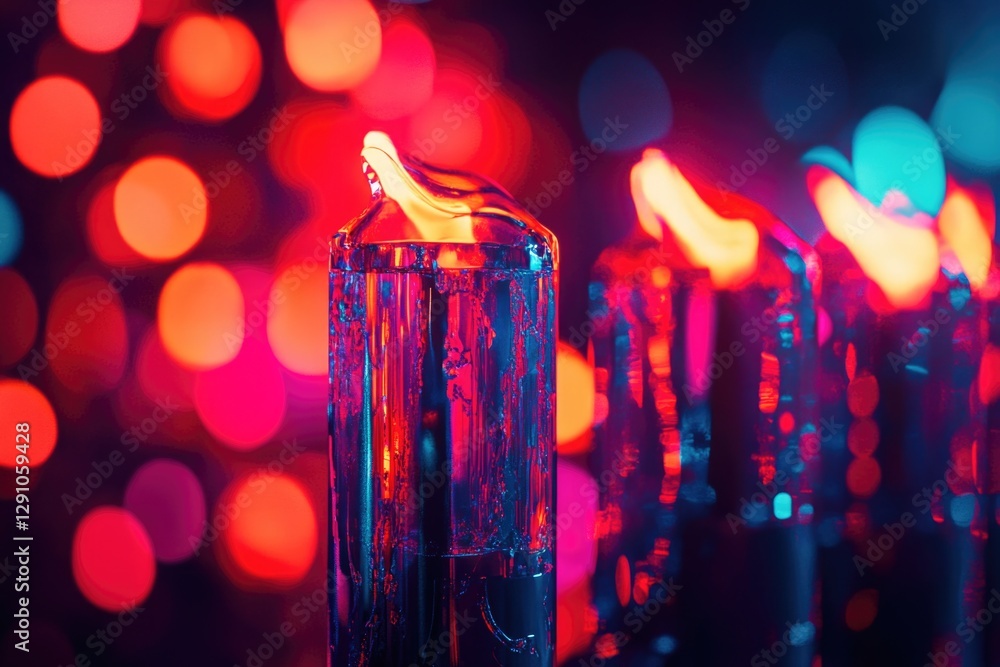 Poster a group of candles sit on a table, lit and ready for use