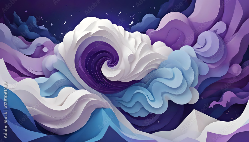 Poster colorful swirls of abstract clouds and waves create a mesmerizing composition in a surreal landscape